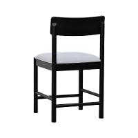 Cadeira Amber Madeira Maciça - Preto Assento Estofado Linho Bege Mescla Impermeável - 2