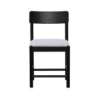 Cadeira Amber Madeira Maciça - Preto Assento Estofado Linho Bege Mescla Impermeável - 3