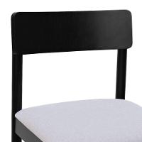 Cadeira Amber Madeira Maciça - Preto Assento Estofado Linho Bege Mescla Impermeável - 7