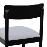 Cadeira Amber Madeira Maciça - Preto Assento Estofado Linho Bege Mescla Impermeável - 8