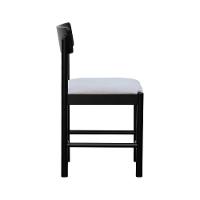 Cadeira Amber Madeira Maciça - Preto Assento Estofado Linho Bege Mescla Impermeável - 9