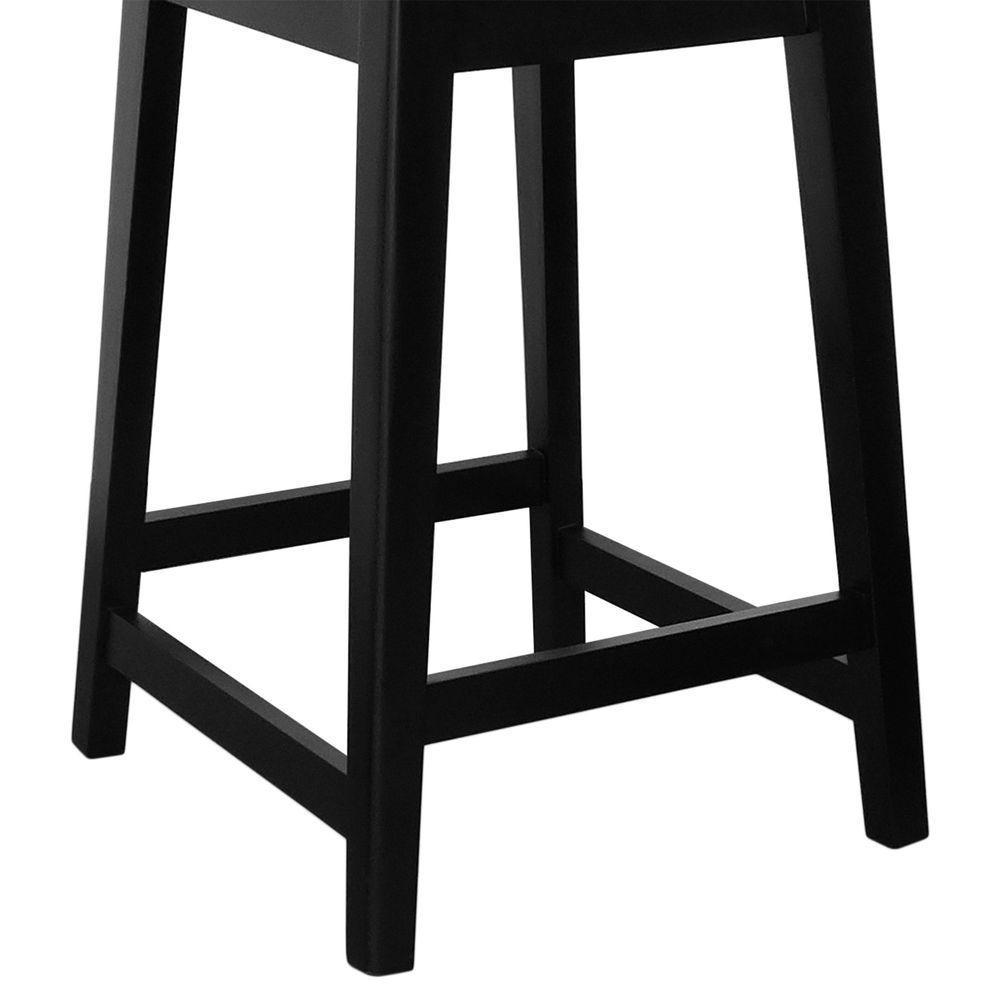 Banqueta Gabi Madeira Maciça Encosto C- Telinha C- 68cm Altura - Preto Assento Estofado Linho Preto Textura - 6