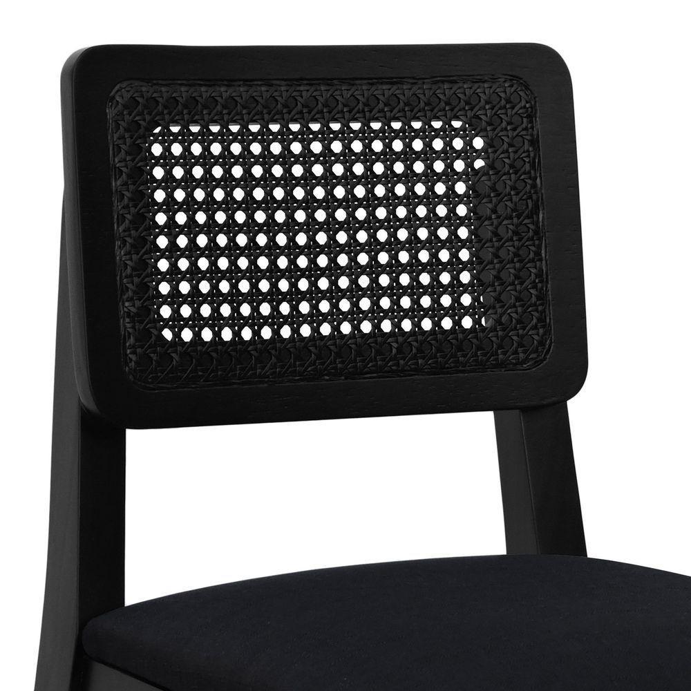 Banqueta Gabi Madeira Maciça Encosto C- Telinha C- 68cm Altura - Preto Assento Estofado Linho Preto Textura - 7