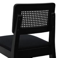 Banqueta Gabi Madeira Maciça Encosto C- Telinha C- 68cm Altura - Preto Assento Estofado Linho Preto Textura - 2