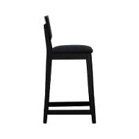 Banqueta Gabi Madeira Maciça Encosto C- Telinha C- 68cm Altura - Preto Assento Estofado Linho Preto Textura - 5