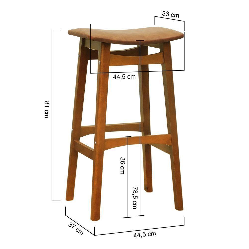Banco Alto Confort Madeira Maciça Assento Anatômico - Amêndoa Estofado Corano Marrom Mescla - 2