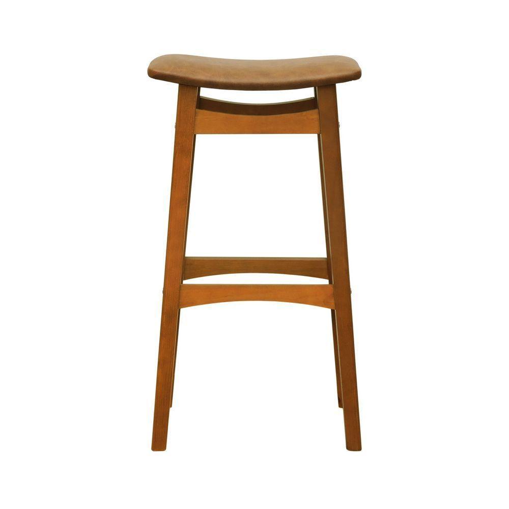 Banco Alto Confort Madeira Maciça Assento Anatômico - Amêndoa Estofado Corano Marrom Mescla - 4