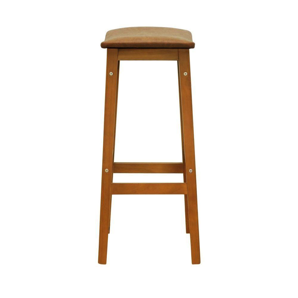 Banco Alto Confort Madeira Maciça Assento Anatômico - Amêndoa Estofado Corano Marrom Mescla - 5