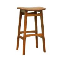 Banco Alto Confort Madeira Maciça Assento Anatômico - Amêndoa Estofado Corano Marrom Mescla - 1