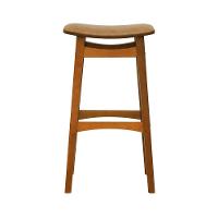 Banco Alto Confort Madeira Maciça Assento Anatômico - Amêndoa Estofado Corano Marrom Mescla