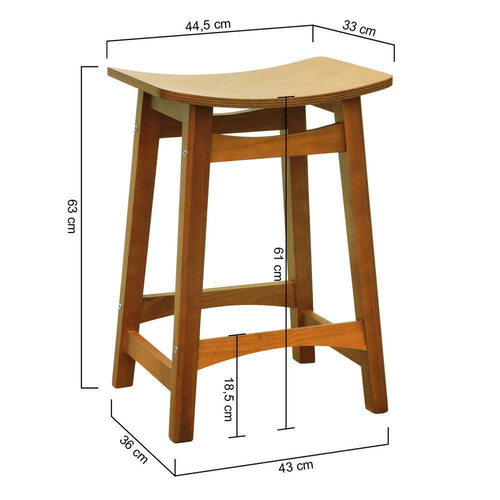 Banco Médio Confort Madeira Maciça Assento Anatômico - Amêndoa Madeira - 4