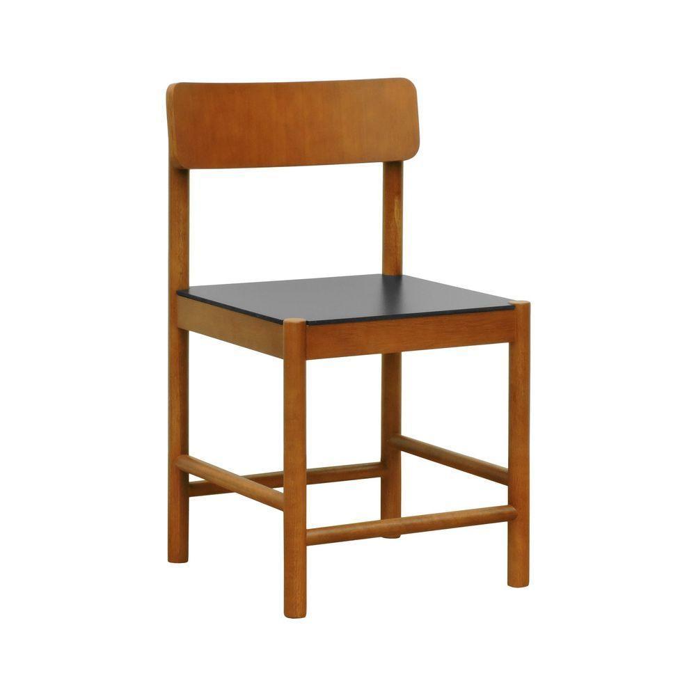 Cadeira Amber Madeira Maciça - Amêndoa Assento Mdf Bp Na Cor Preta - 1