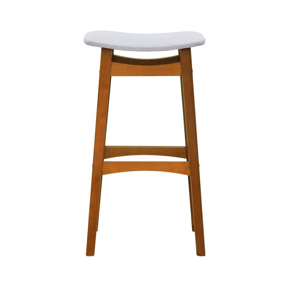 Banco Alto Confort Madeira Maciça Assento Anatômico - Amêndoa Estofado Linho Bege Mescla Impermeável - 4