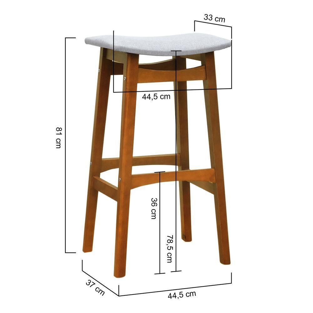 Banco Alto Confort Madeira Maciça Assento Anatômico - Amêndoa Estofado Linho Bege Mescla Impermeável - 5
