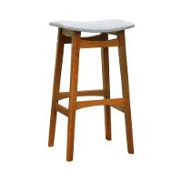 Banco Alto Confort Madeira Maciça Assento Anatômico - Amêndoa Estofado Linho Bege Mescla Impermeável - 1