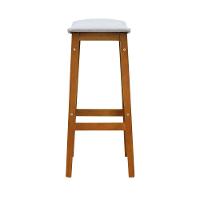 Banco Alto Confort Madeira Maciça Assento Anatômico - Amêndoa Estofado Linho Bege Mescla Impermeável - 3