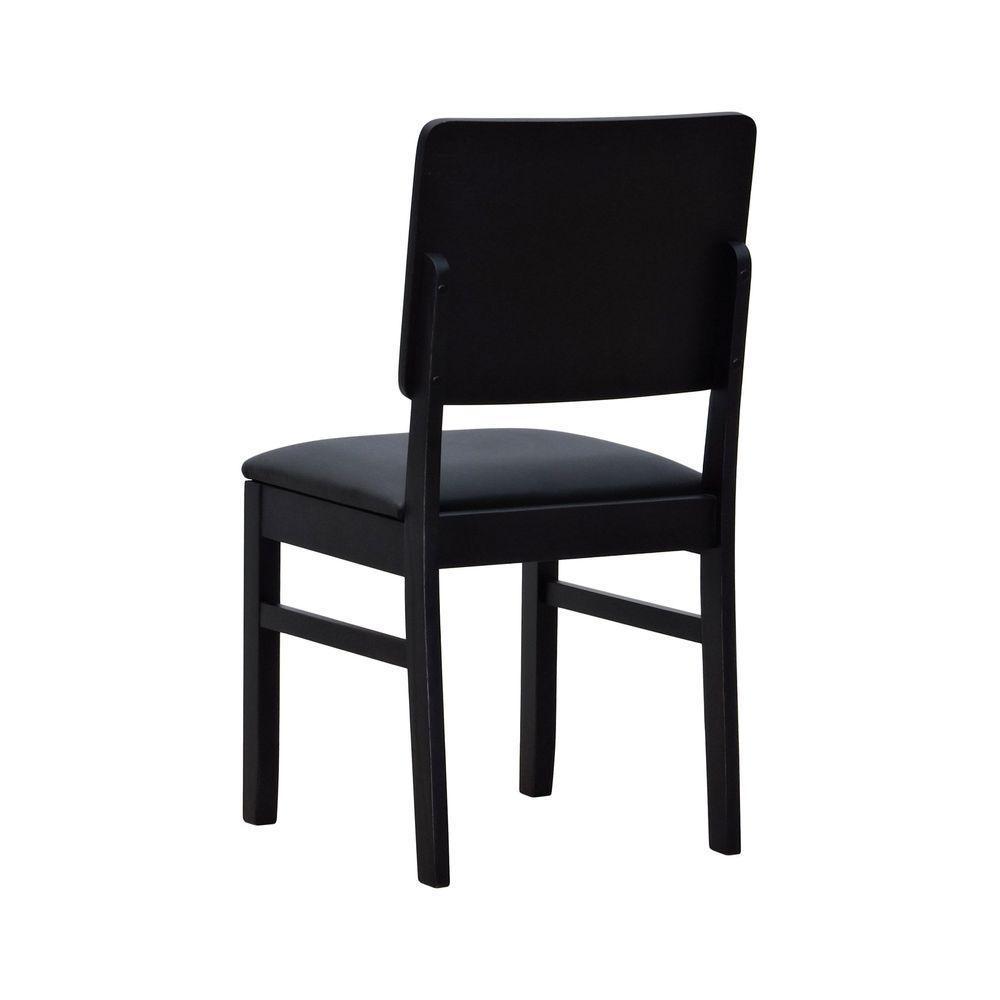 Cadeira Quéops Madeira Maciça Encosto Anatômico Assento Estofado - Preto Corano Preto - 3