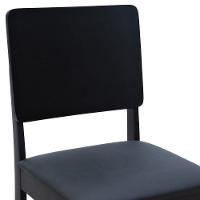 Cadeira Quéops Madeira Maciça Encosto Anatômico Assento Estofado - Preto Corano Preto - 2