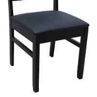 Cadeira Quéops Madeira Maciça Encosto Anatômico Assento Estofado - Preto Corano Preto - 5