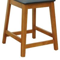 Banqueta Média Gabi Madeira Maciça Telinha Natural - Amêndoa Assento Estofado Corano Preto - 6