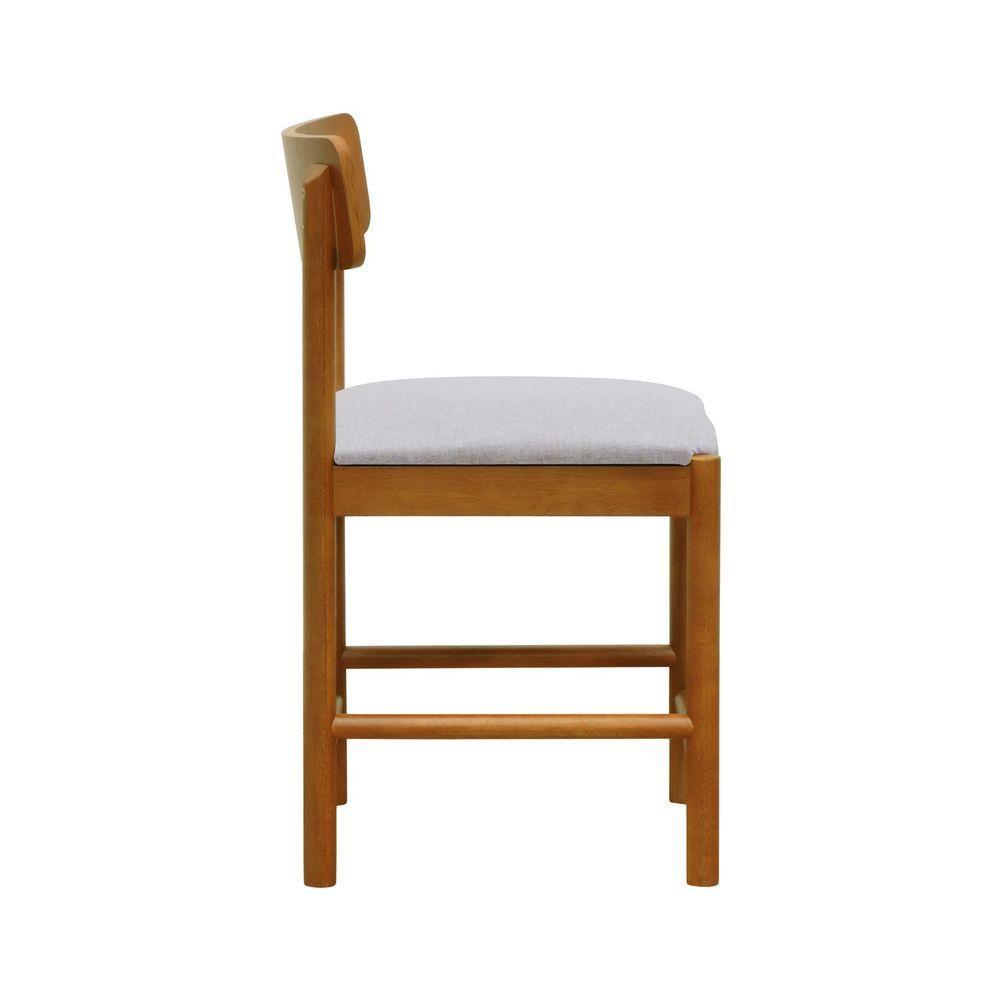 Cadeira Amber Madeira Maciça - Amêndoa Assento Estofado Linho Bege Mescla Impermeável - 3