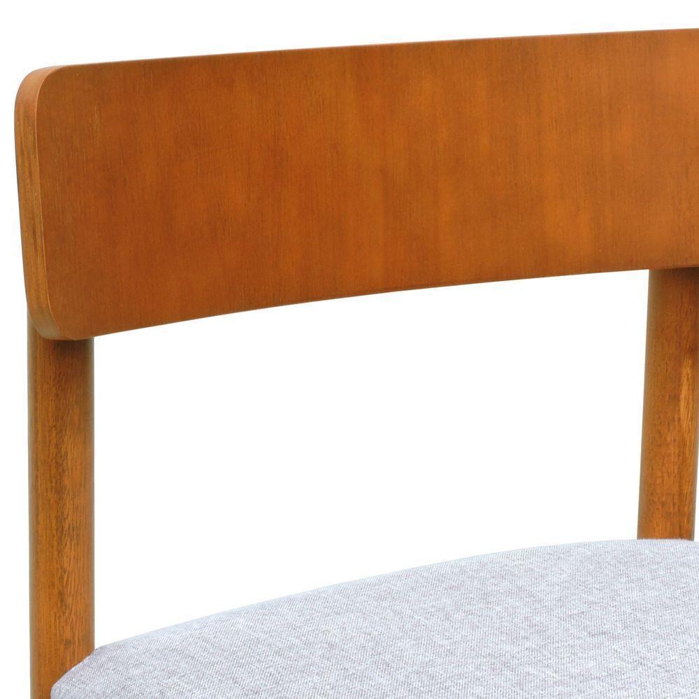 Cadeira Amber Madeira Maciça - Amêndoa Assento Estofado Linho Bege Mescla Impermeável - 4