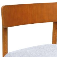 Cadeira Amber Madeira Maciça - Amêndoa Assento Estofado Linho Bege Mescla Impermeável