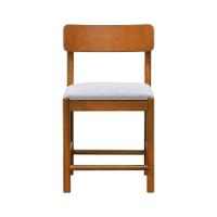 Cadeira Amber Madeira Maciça - Amêndoa Assento Estofado Linho Bege Mescla Impermeável - 6