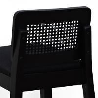 Banqueta Média Gabi Madeira Maciça Telinha - Preto Assento Estofado Linho Preto Textura - 6