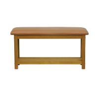 Banco Sapateira Viena Madeira Maciça - Natural Assento Estofado Corano Caramelo