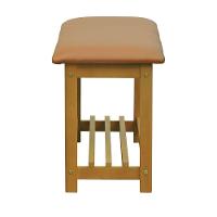 Banco Sapateira Viena Madeira Maciça - Natural Assento Estofado Corano Caramelo - 5