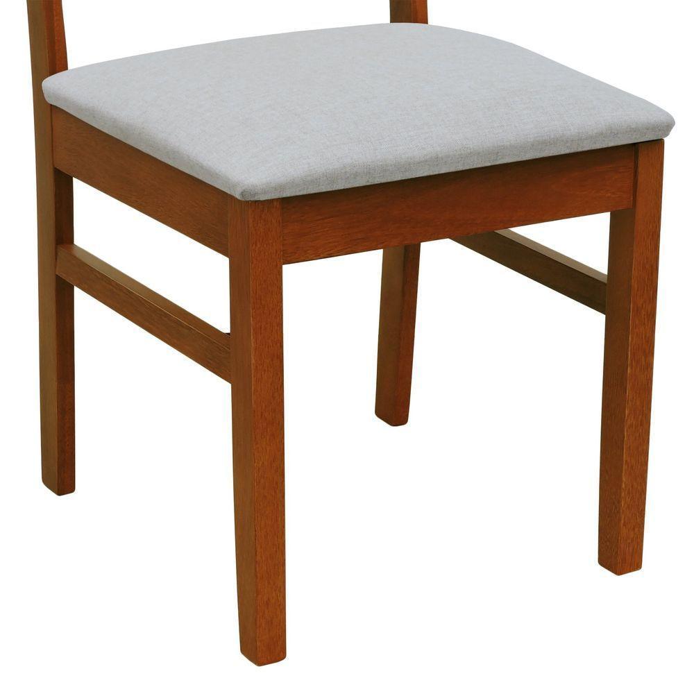 Kit 2 Cadeiras Madeira Maciça Lyon Encosto Telinha Natural - Amêndoa Assento Estofado Linho Bege Mescla Impermeável - 2