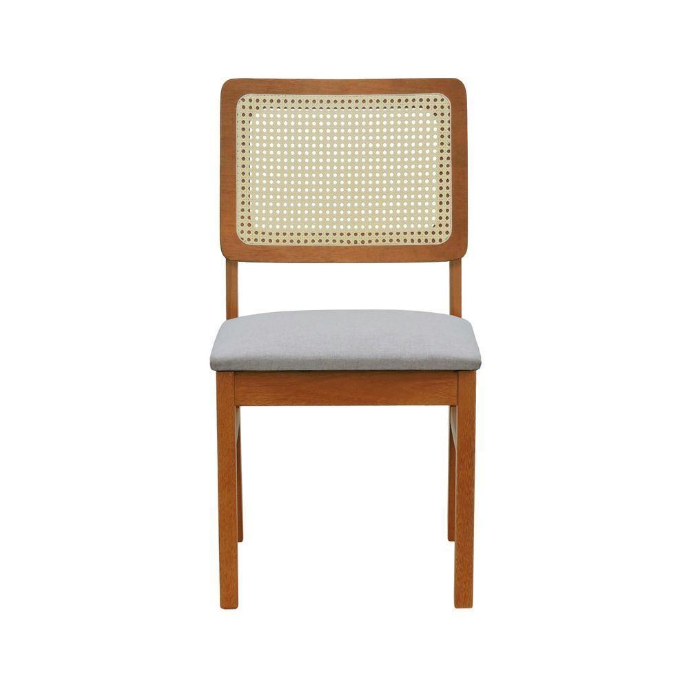 Kit 2 Cadeiras Madeira Maciça Lyon Encosto Telinha Natural - Amêndoa Assento Estofado Linho Bege Mescla Impermeável - 8