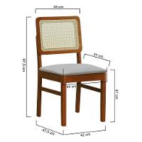 Kit 2 Cadeiras Madeira Maciça Lyon Encosto Telinha Natural - Amêndoa Assento Estofado Linho Bege Mescla Impermeável - 3