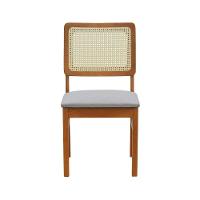 Kit 2 Cadeiras Madeira Maciça Lyon Encosto Telinha Natural - Amêndoa Assento Estofado Linho Bege Mescla Impermeável - 8