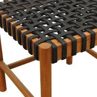 Cadeira Amber Madeira Maciça - Amêndoa Trançado Corda Na Cor Preta - 3