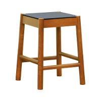 Banco Baixo Amber Madeira Maciça - Amêndoa Assento Mdf Bp Na Cor Preta - 1