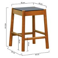 Banco Baixo Amber Madeira Maciça - Amêndoa Assento Mdf Bp Na Cor Preta - 2