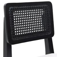 Banqueta Gabi Madeira Maciça Encosto C- Telinha C- 68cm Altura - Preto Assento Estofado Corano Bege