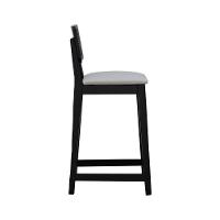 Banqueta Gabi Madeira Maciça Encosto C- Telinha C- 68cm Altura - Preto Assento Estofado Corano Bege - 7