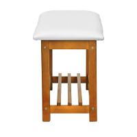 Banco Sapateira Viena Madeira Maciça - Amêndoa Assento Estofado Corano Bege - 5