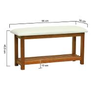 Banco Sapateira Viena Madeira Maciça - Amêndoa Assento Estofado Corano Bege - 6