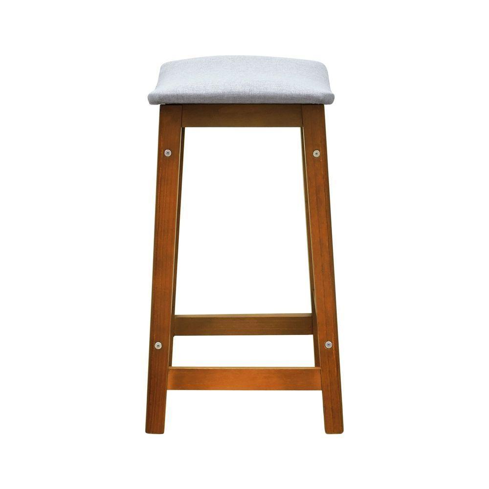 Banco Médio Confort Madeira Maciça Assento Anatômico - Amêndoa Estofado Linho Bege Mescla Impermeável - 5