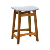 Banco Médio Confort Madeira Maciça Assento Anatômico - Amêndoa Estofado Linho Bege Mescla Impermeável - 1