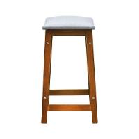 Banco Médio Confort Madeira Maciça Assento Anatômico - Amêndoa Estofado Linho Bege Mescla Impermeável - 5