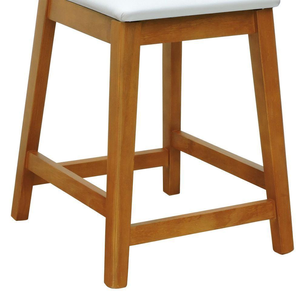 Banqueta Média Gabi Madeira Maciça Telinha Natural - Amêndoa Assento Estofado Corano Bege - 8