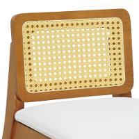 Banqueta Média Gabi Madeira Maciça Telinha Natural - Amêndoa Assento Estofado Corano Bege - 6