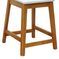 Banqueta Média Gabi Madeira Maciça Telinha Natural - Amêndoa Assento Estofado Corano Bege - 8