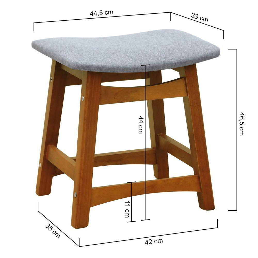 Banco Baixo Confort Madeira Maciça Assento Anatômico - Amêndoa Estofado Linho Cinza Mescla Impermeável - 2