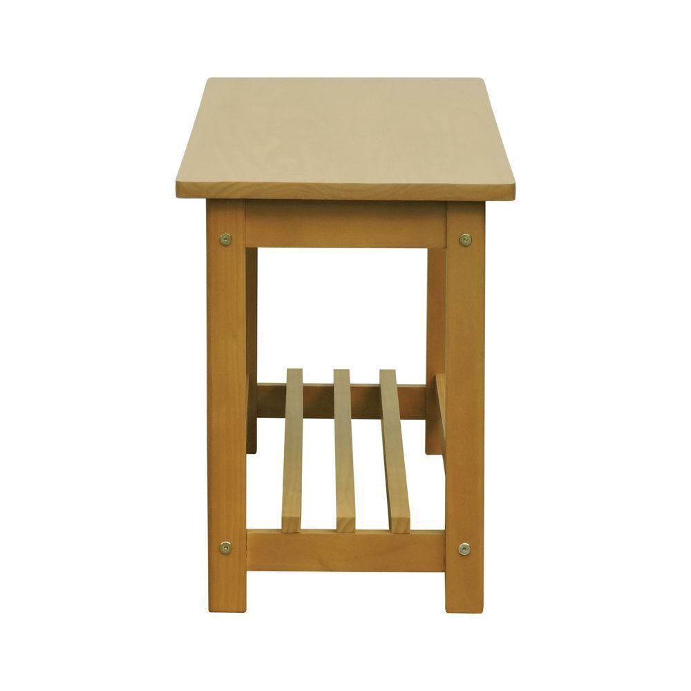 Banco Sapateira Viena Madeira Maciça - Natural Assento Natural Madeira - 4